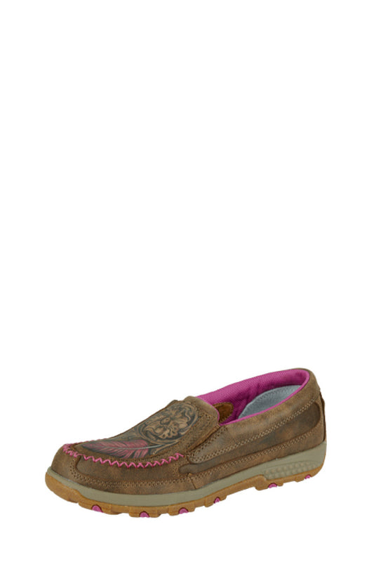 TWISTED X - WOMENS TOOLED CELLSTRETCH SLIPON (BOMBER/PINK)