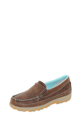 TWISTED X WOMEN'S MOCS CELLSTRETCH SLIPON (BROWN/AQUA)