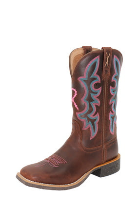 TWISTED X WOMEN'S 11 TECH X2 BOOT (CHOCOLATE TRUFFLE/PINK/BLUE)