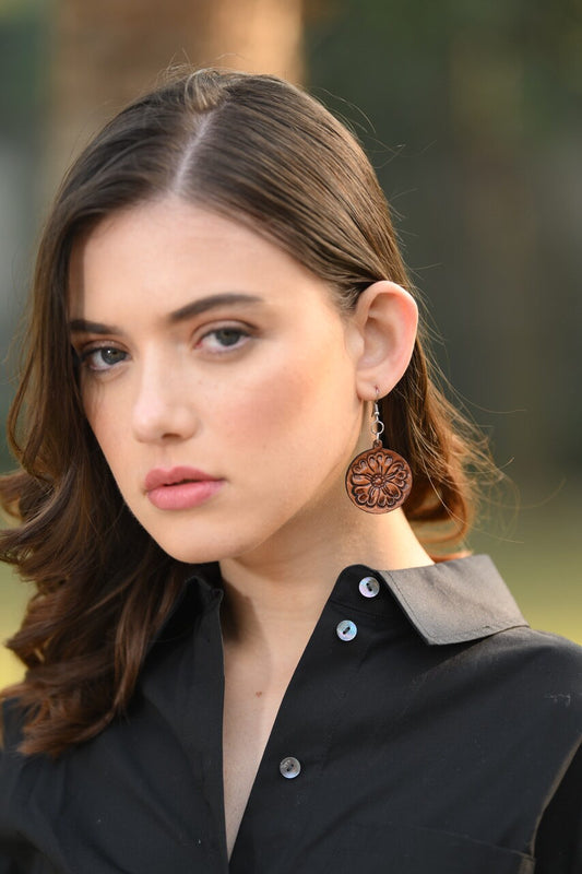 The Design Edge Tooled Round Drop Earrings - TE02