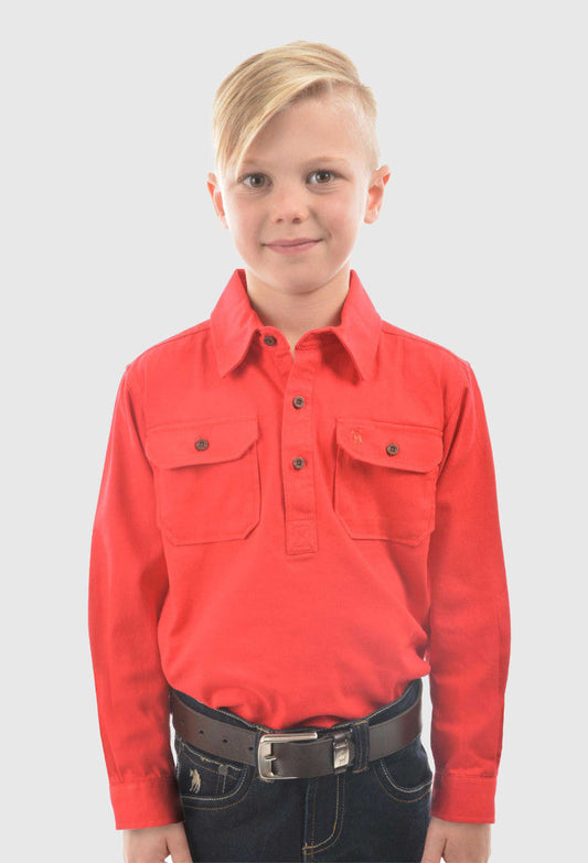 THOMAS COOK KIDS HEAVY DRILL LS SHIRT_TOMATO