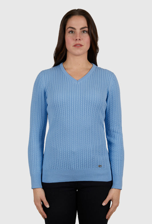 THOMAS COOK WOMENS CABLE KNIT JUMPER (SKY)