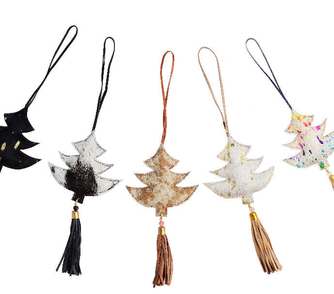 The Design Edge Cowhide Christmas Tree Decorations (Handmade)