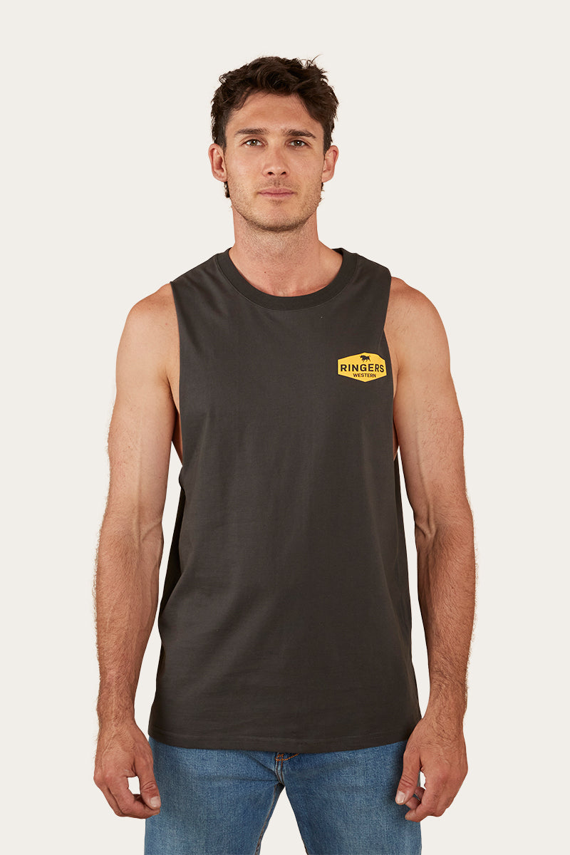 RINGERS WESTERN MENS SERVO MUSCLE TANK - CHARCOAL