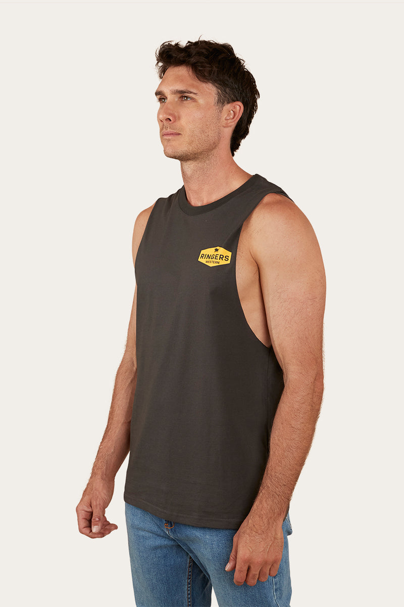 RINGERS WESTERN MENS SERVO MUSCLE TANK - CHARCOAL