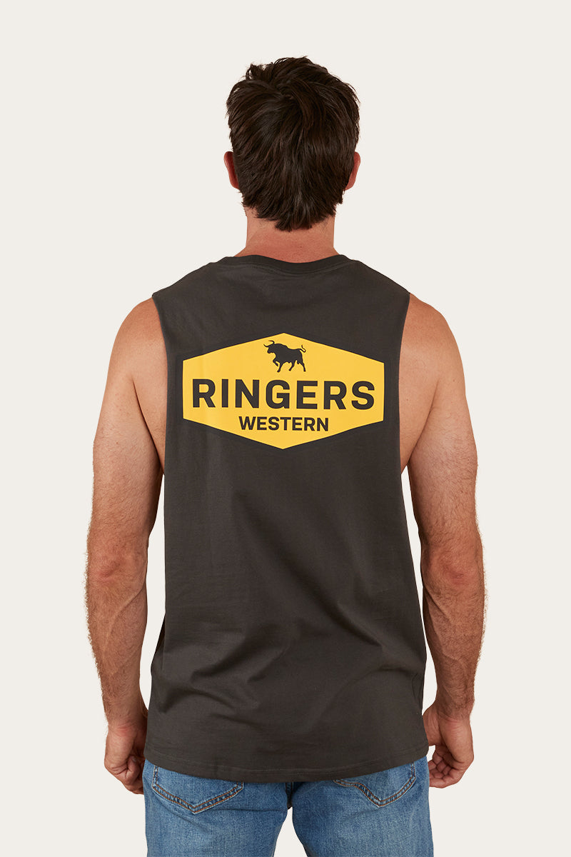 RINGERS WESTERN MENS SERVO MUSCLE TANK - CHARCOAL