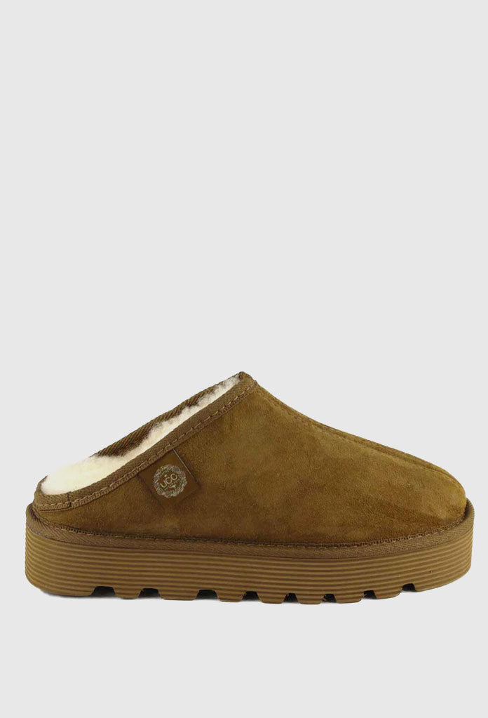 UGG PLATFORM BOBI SCUFF SLIPPER - CHESTNUT