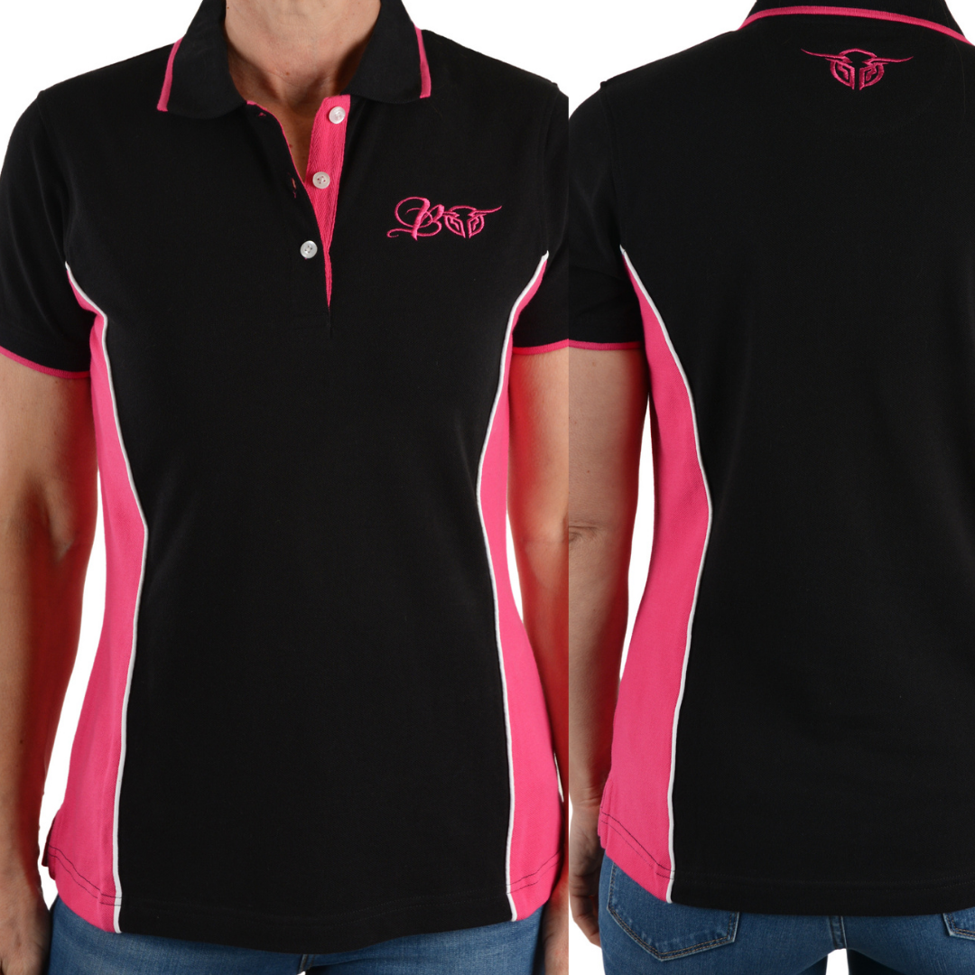 Bullzye Women's Arizona Spliced Polo Shirt - Black/Pink