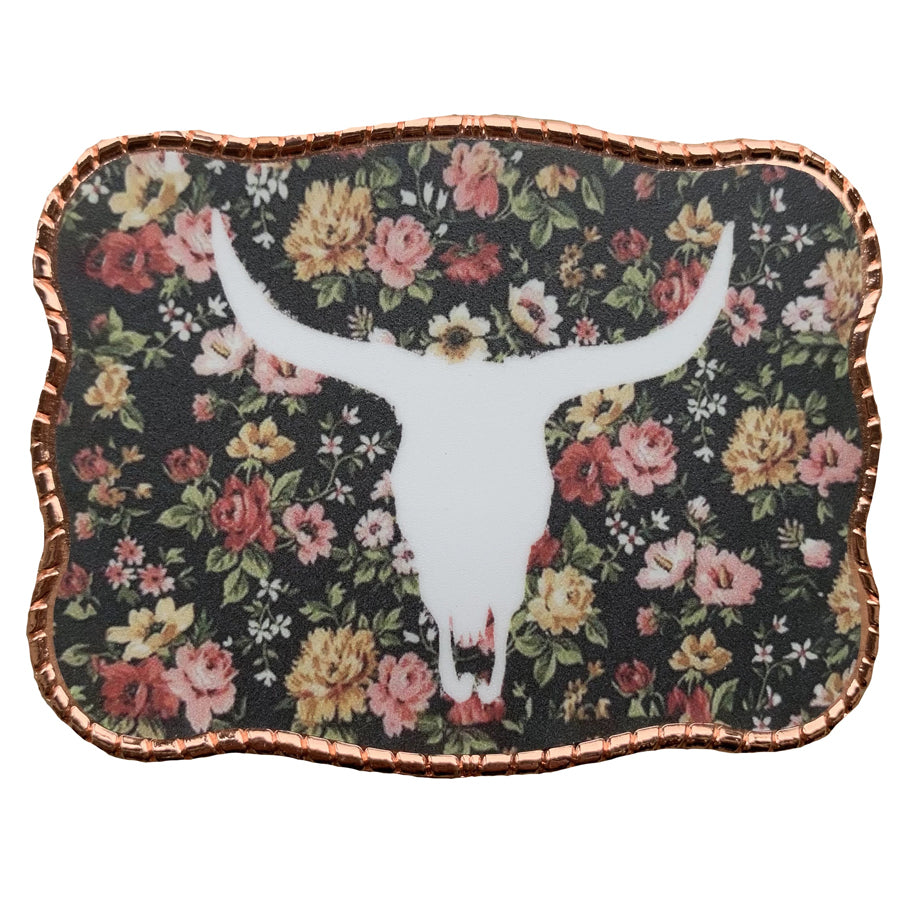 Brigalow Belt Buckle - Floral Longhorn (WB-0124)