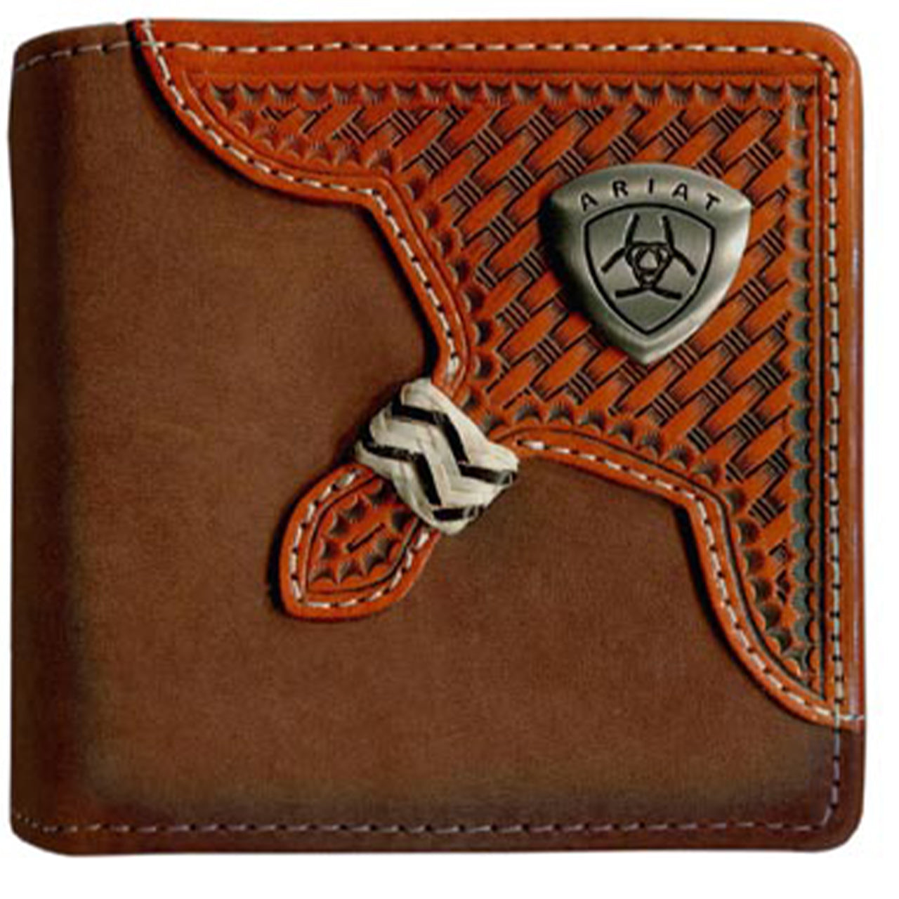 Ariat Bi-Fold Wallet - Basket Weave Overlay 2