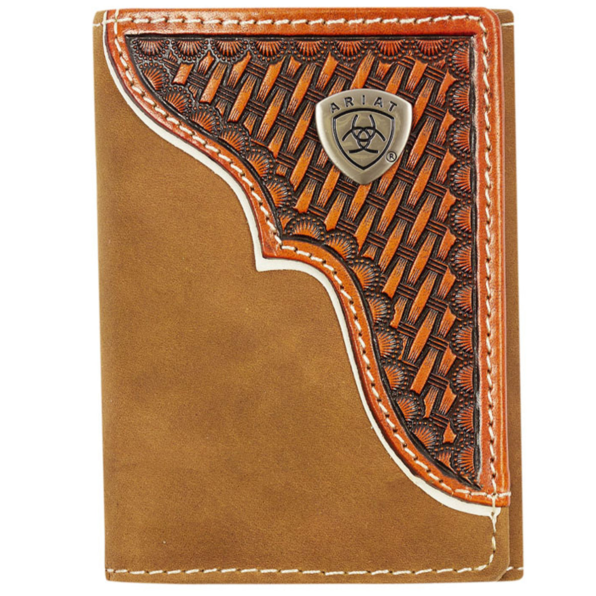 Ariat Tri-Fold Wallet - Basket Weave Overlay