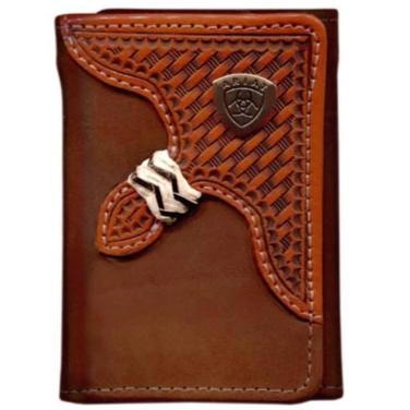 Ariat Tri-Fold Wallet - Basket Weave Overlay