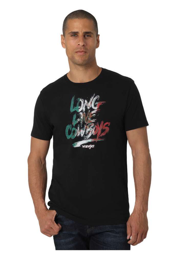 Wrangler Men's Short Sleeve Long Live Mexico T-Shirt - Black