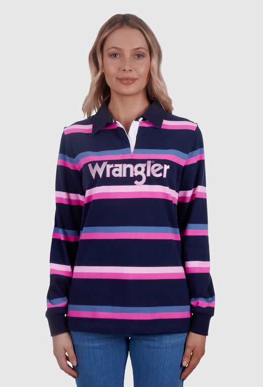 WRANGLER WOMENS JADA RUGBY (NAVY/PINK)