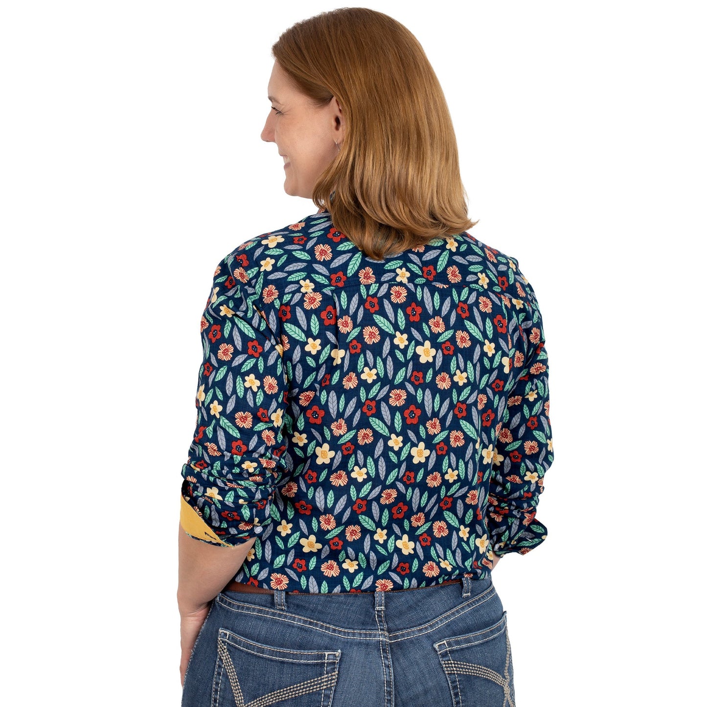 Just Country Women's Abbey Full Button - Navy Autumn Leaves