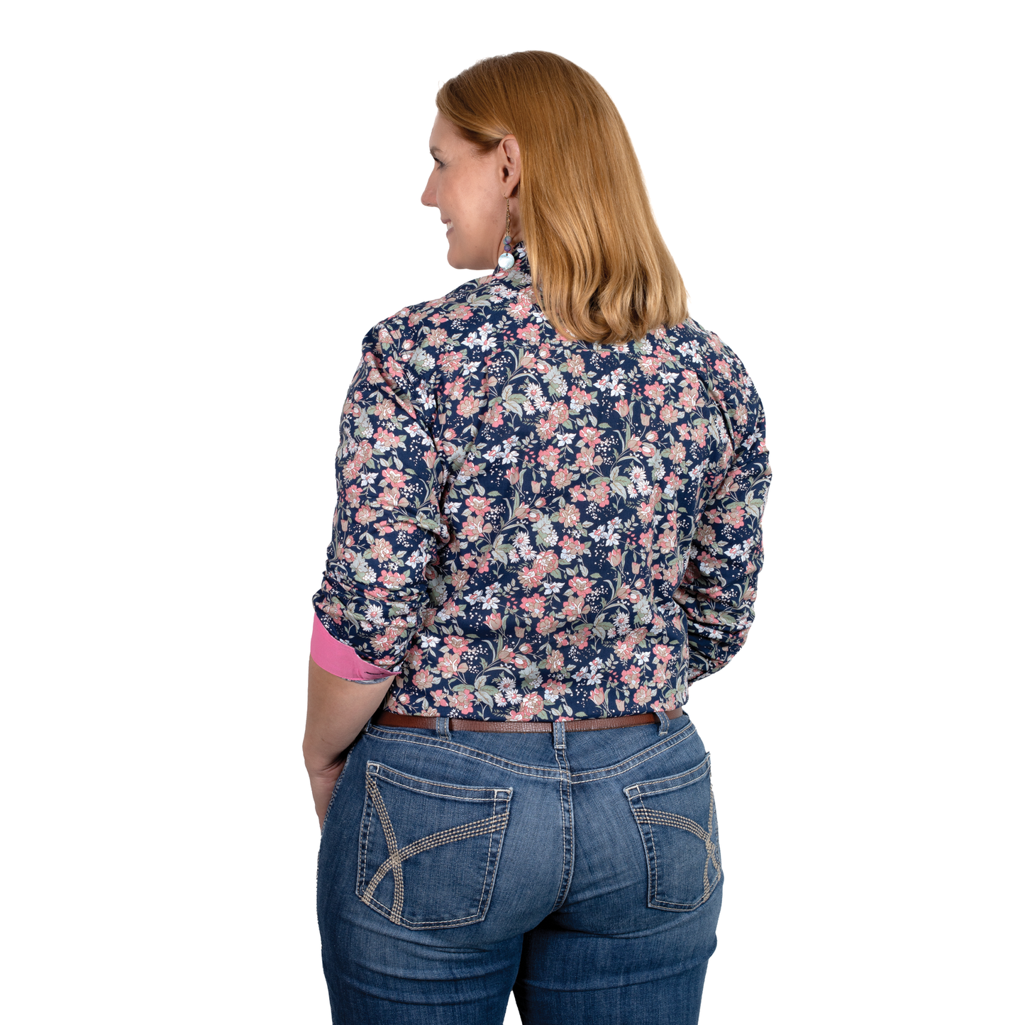 Just Country Women's Georgie Half Button - Navy Floral