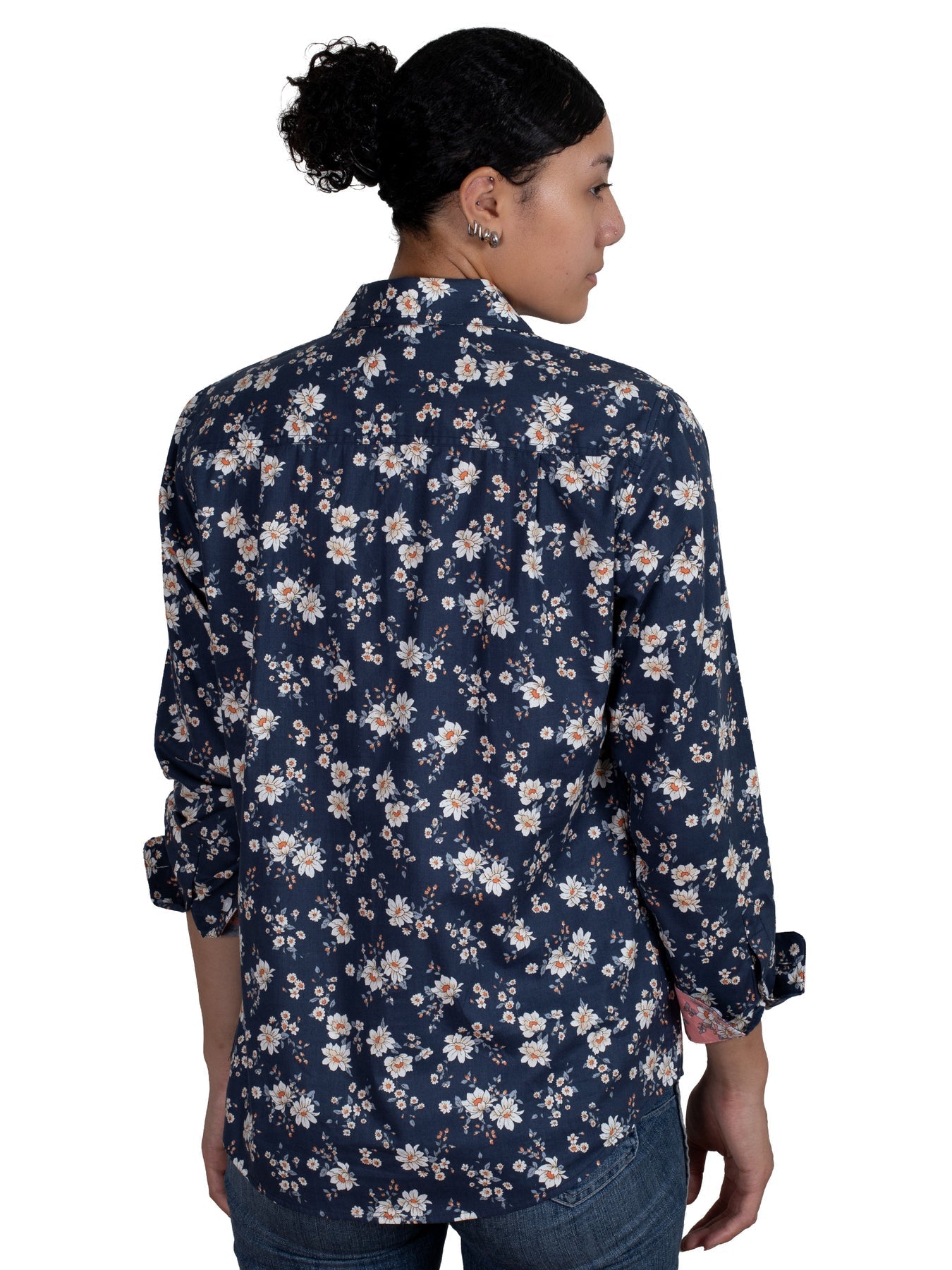 Just Country Women's Georgie Hlaf Button Work Shirt - Midnight Navy Magnolia