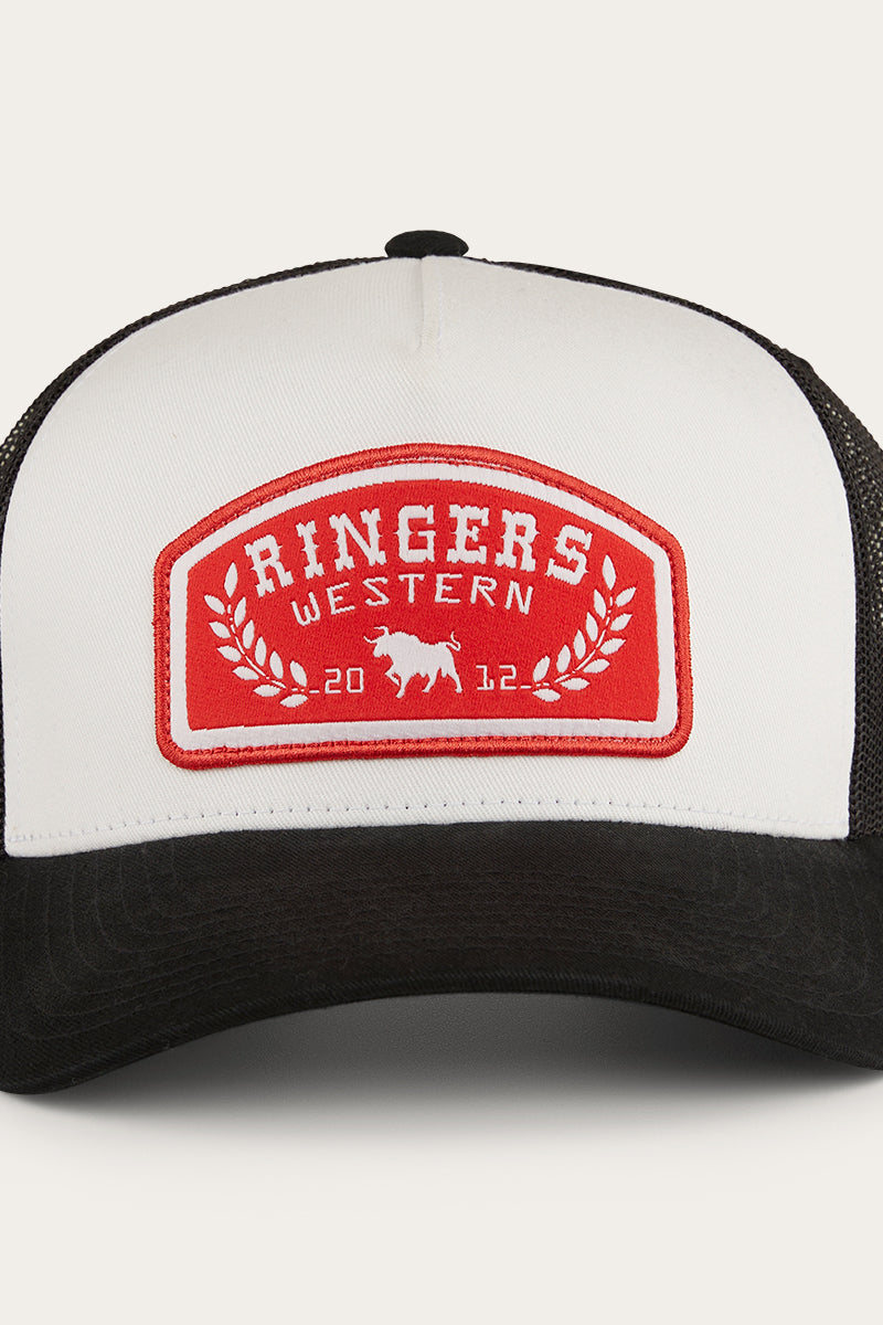 RINGERS WESTERN WHEATBELT TRUCKER CAP - WHITE/RED