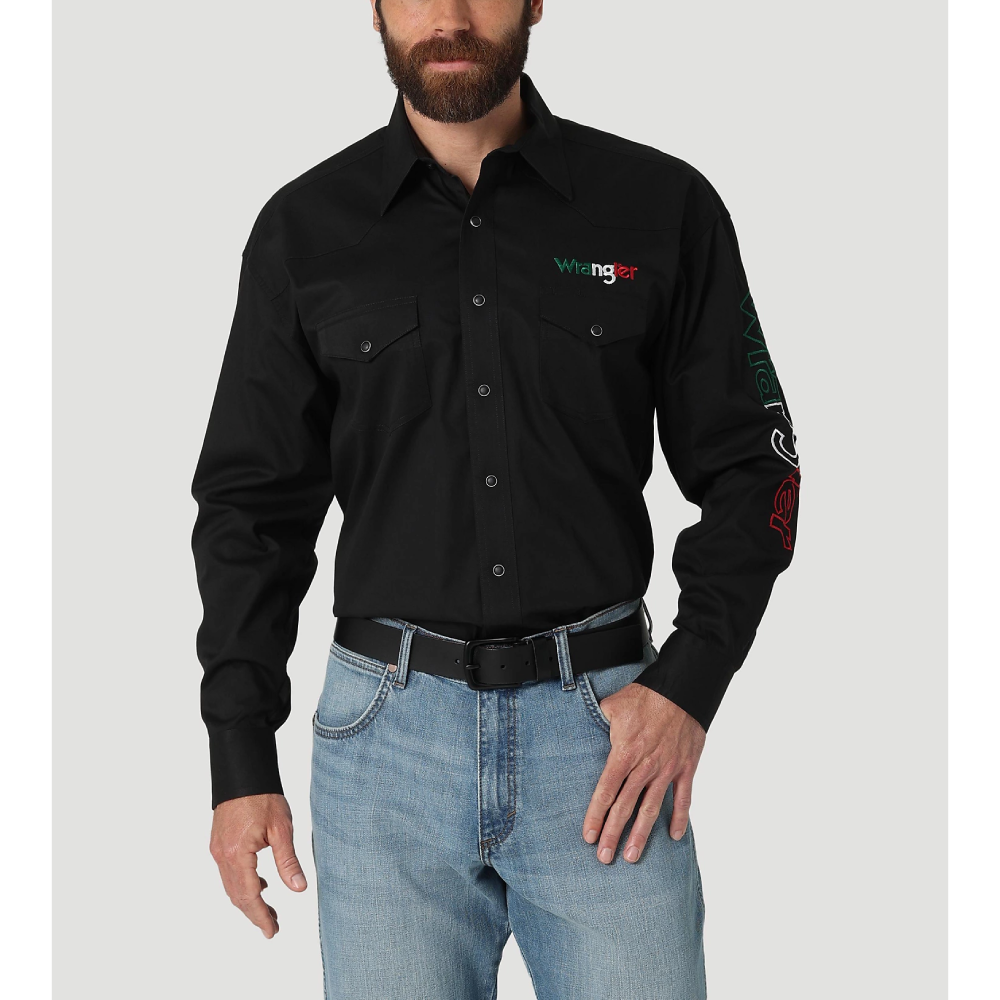 Wrangler Men's Mexico Snap Shirt - Black