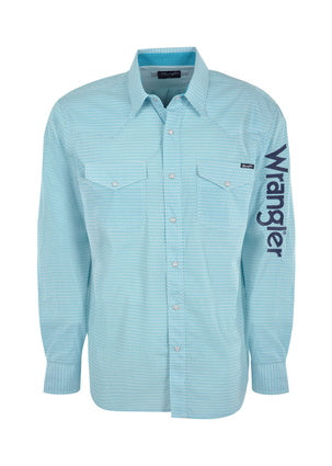 Wrangler Men's Auburn Print Long Sleeve Shirt (Teal)