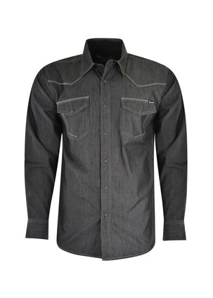 Wrangler Caleb Long Sleeve Shirt Grey Chambray