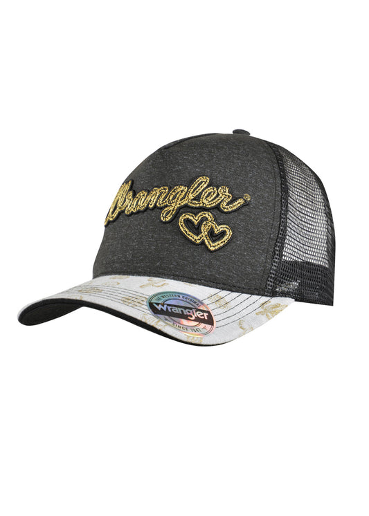 Wrangler Heart High Profile Ponytail Trucker Cap - Charcoal