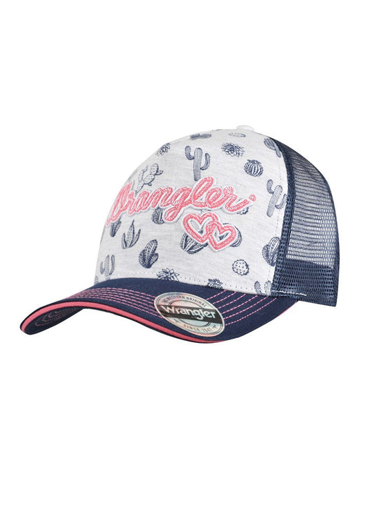 Wrangler Heart High Profile Ponytail Trucker Cap - Navy/White