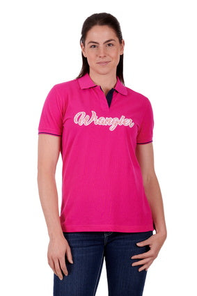 WRANGLER WOMENS CARLYN SS POLO - NAVY OR PINK