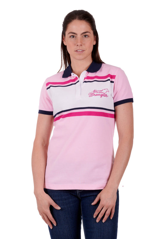 WRANGLER WOMENS SELENA S/S POLO - PINK OR AQUA