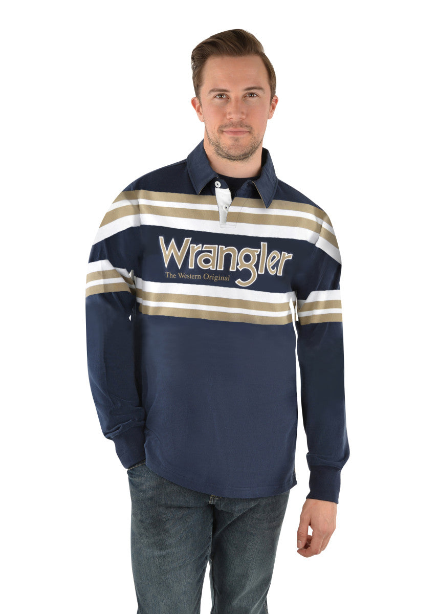 WRANGLER MEN'S ATKINSON STRIPE RUGBY - CLEARANCE