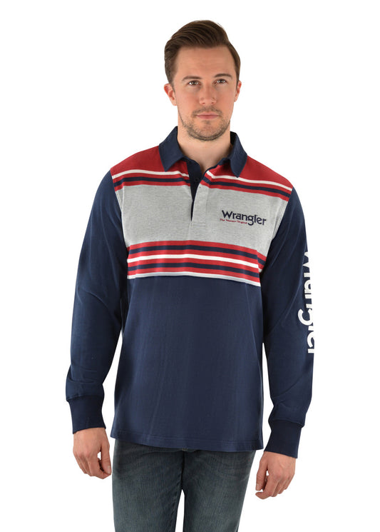 WRANGLER MEN'S JAKE STRIPE RUGBY