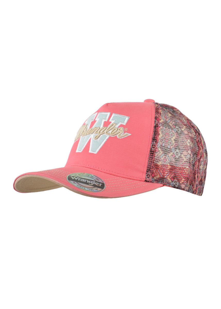 WRANGLER WOMENS HOLLY SQUARE FRONT TRUCKER CAP (CORAL)