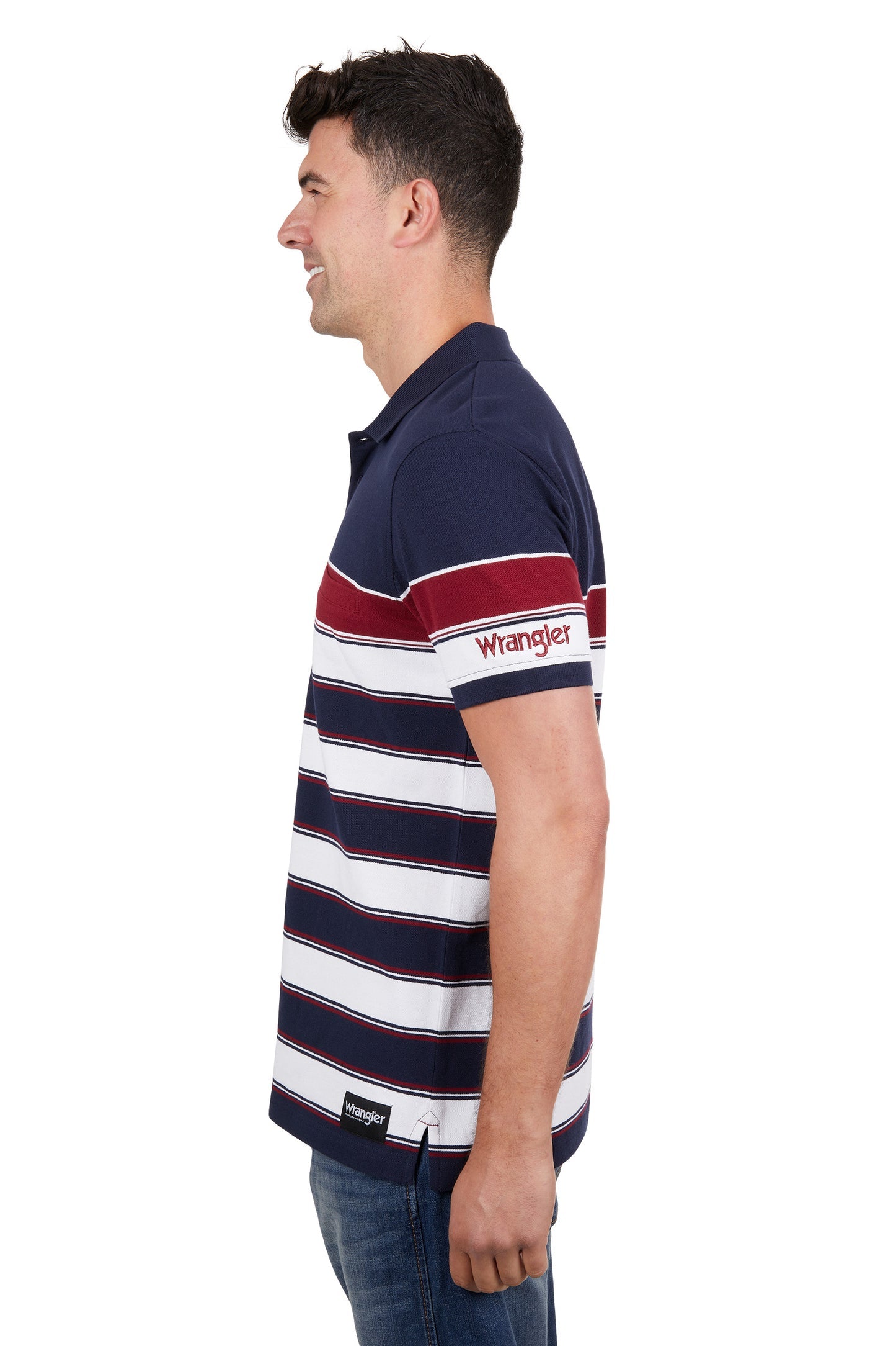 WRANGLER MENS DION 1-PKT S/S POLO (NAVY/RED)