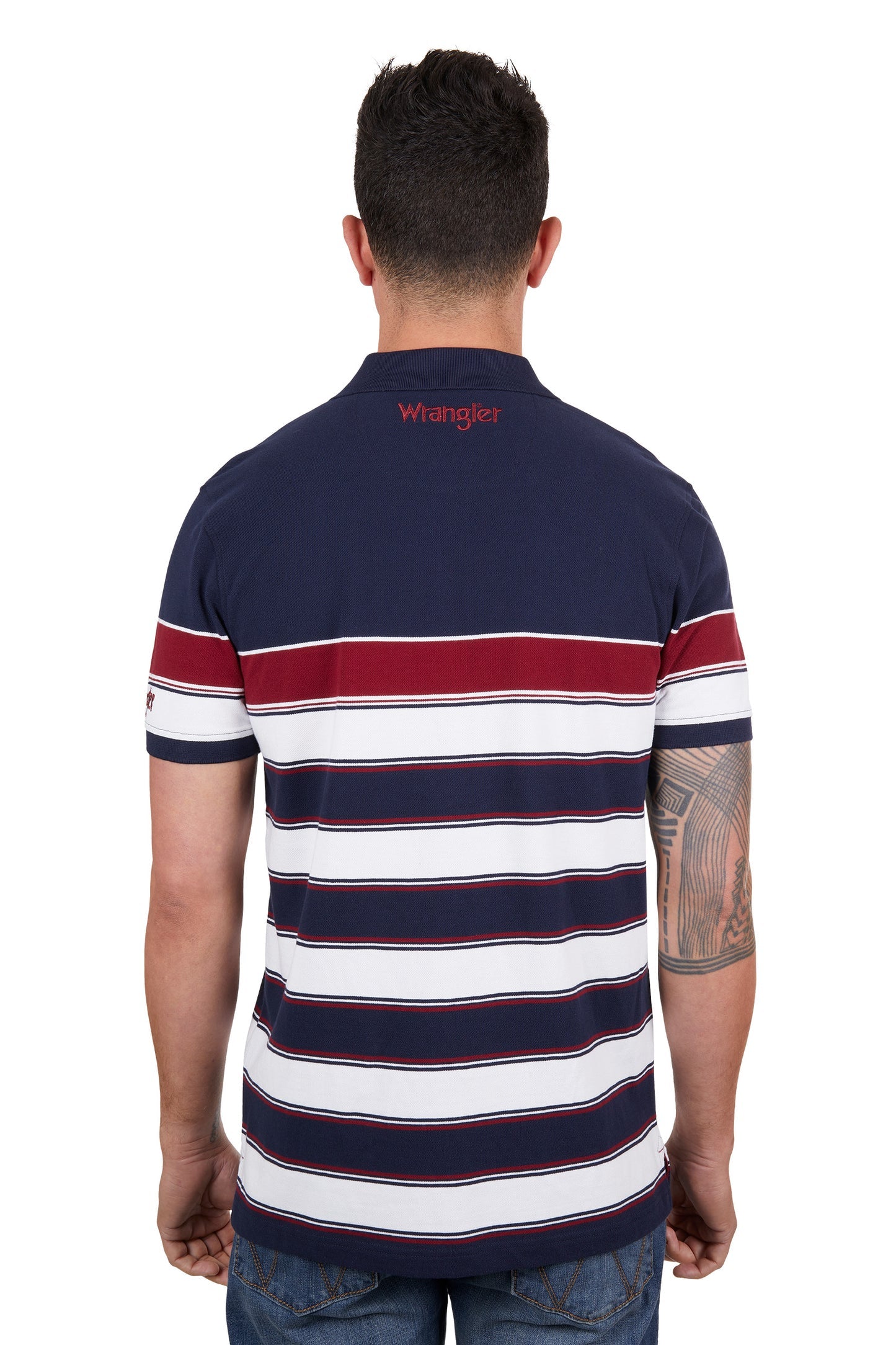 WRANGLER MENS DION 1-PKT S/S POLO (NAVY/RED)