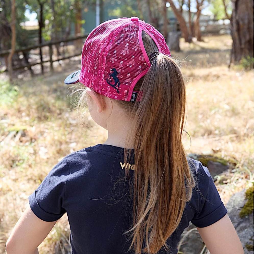 WRANGLER KIDS LUNA HP PONYTAIL CAP (PINK/NAVY)