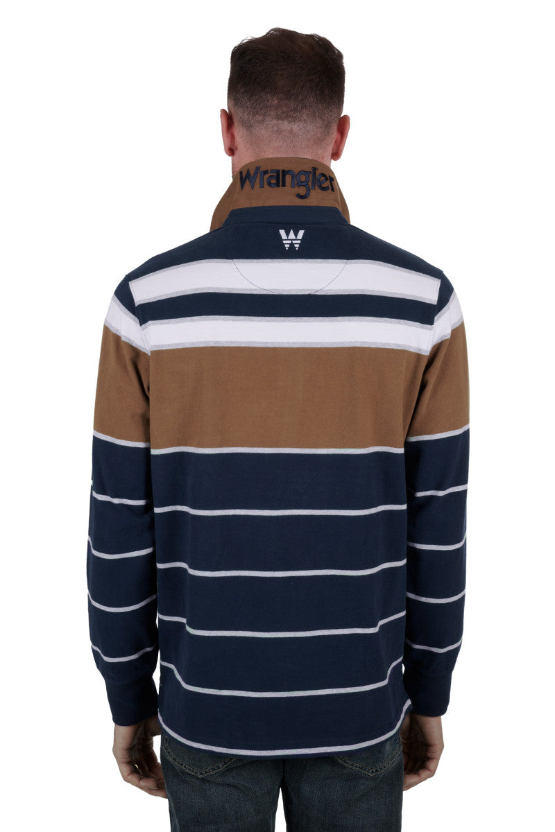 WRANGLER MENS ANTHONY RUGBY (NAVY/TAN)