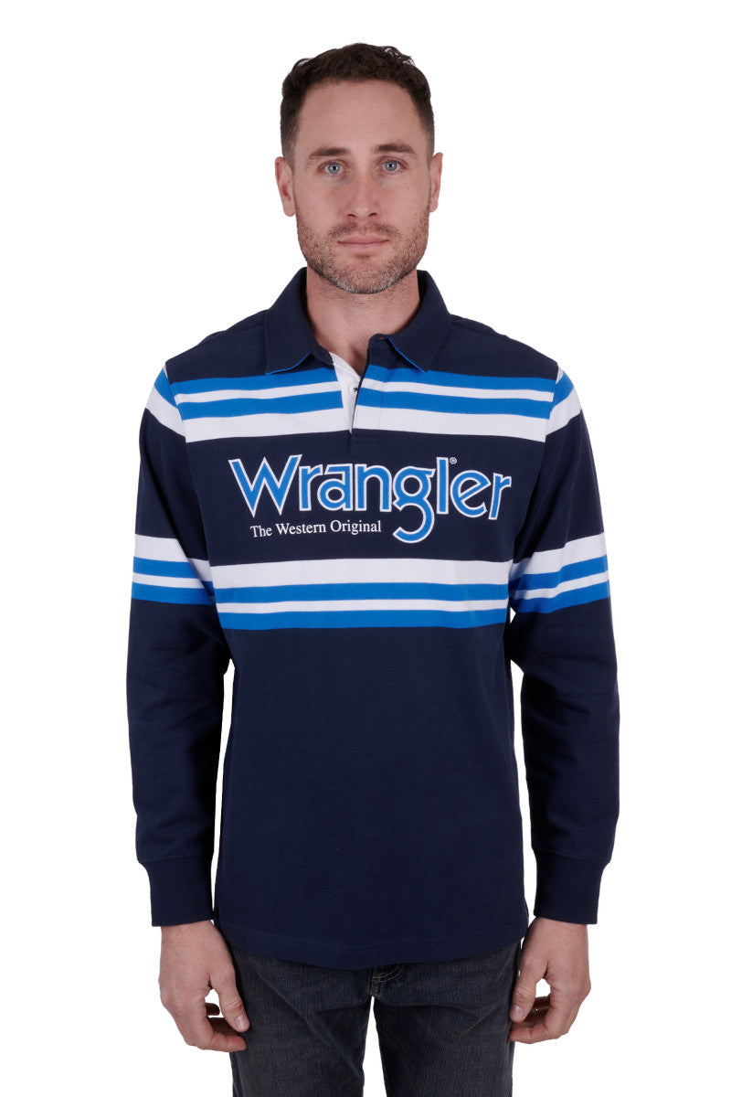 WRANGLER MENS LAWSON RUGBY (NAVY/ROYAL)