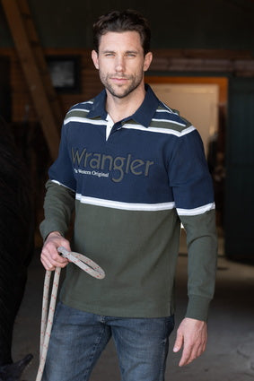 WRANGLER MENS RICHARD RUGBY (CYPRESS/NAVY)