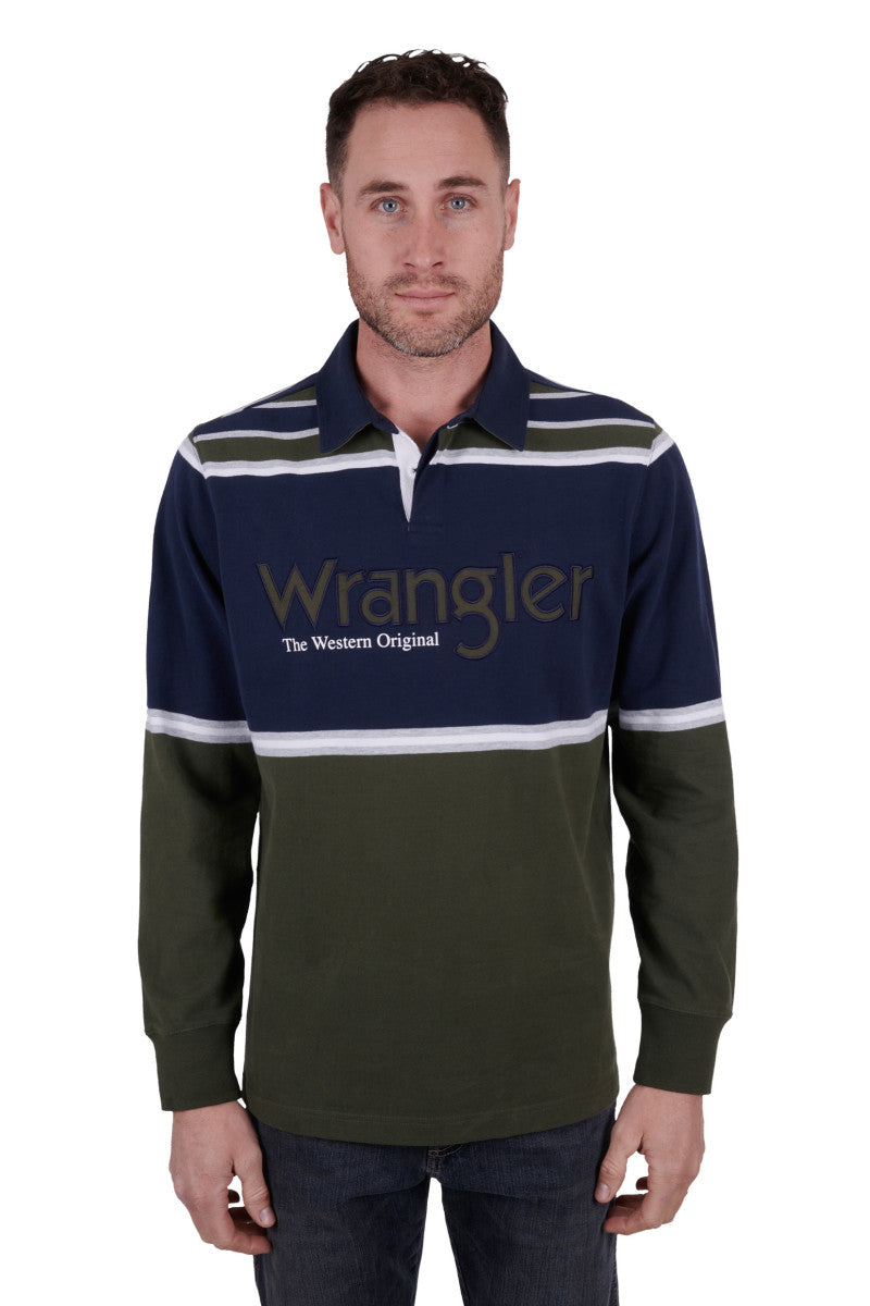 WRANGLER MENS RICHARD RUGBY (CYPRESS/NAVY)