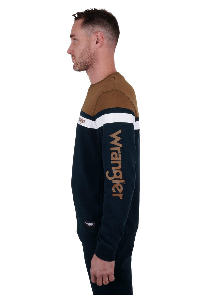 WRANGLER MENS MARTIN CREW (NAVY/DARK TAN)