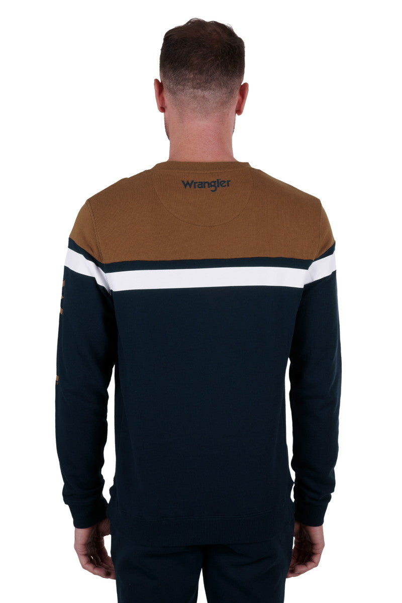 WRANGLER MENS MARTIN CREW (NAVY/DARK TAN)