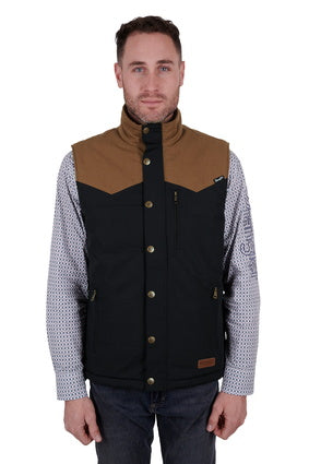 WRANGLER MENS SPENCER VEST (BLACK/TAN)