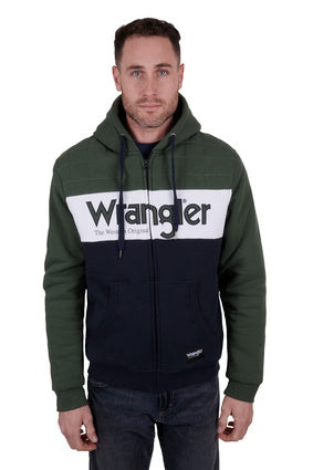 WRANGLER MENS ELLIOT ZIP UP HOODIE (NAVY/CYPRESS)