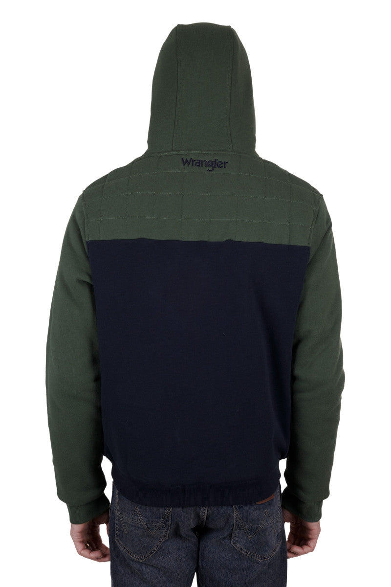 WRANGLER MENS ELLIOT ZIP UP HOODIE (NAVY/CYPRESS)