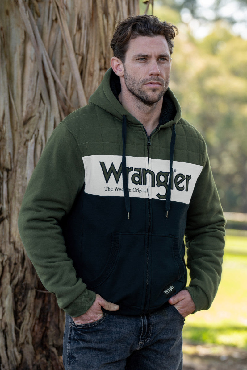 WRANGLER MENS ELLIOT ZIP UP HOODIE (NAVY/CYPRESS)