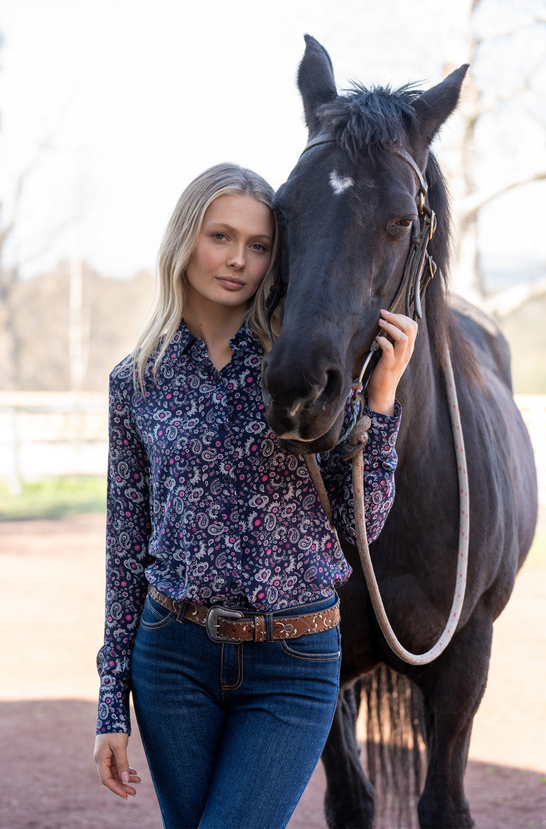 WRANGLER WOMEN'S BETH LONG SLEEVE SHIRT (NAVY)