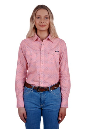 WRANGLER WOMENS LARISA LONG SLEEVE WESTERN SHIRT (PINK)