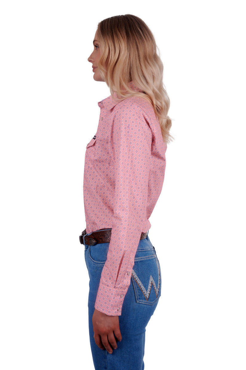 WRANGLER WOMENS LARISA LONG SLEEVE WESTERN SHIRT (PINK)