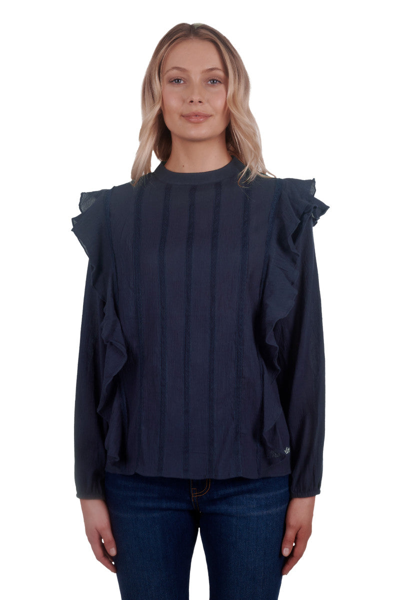 Wrangler Womens Vanessa L/S Blouse (Navy)