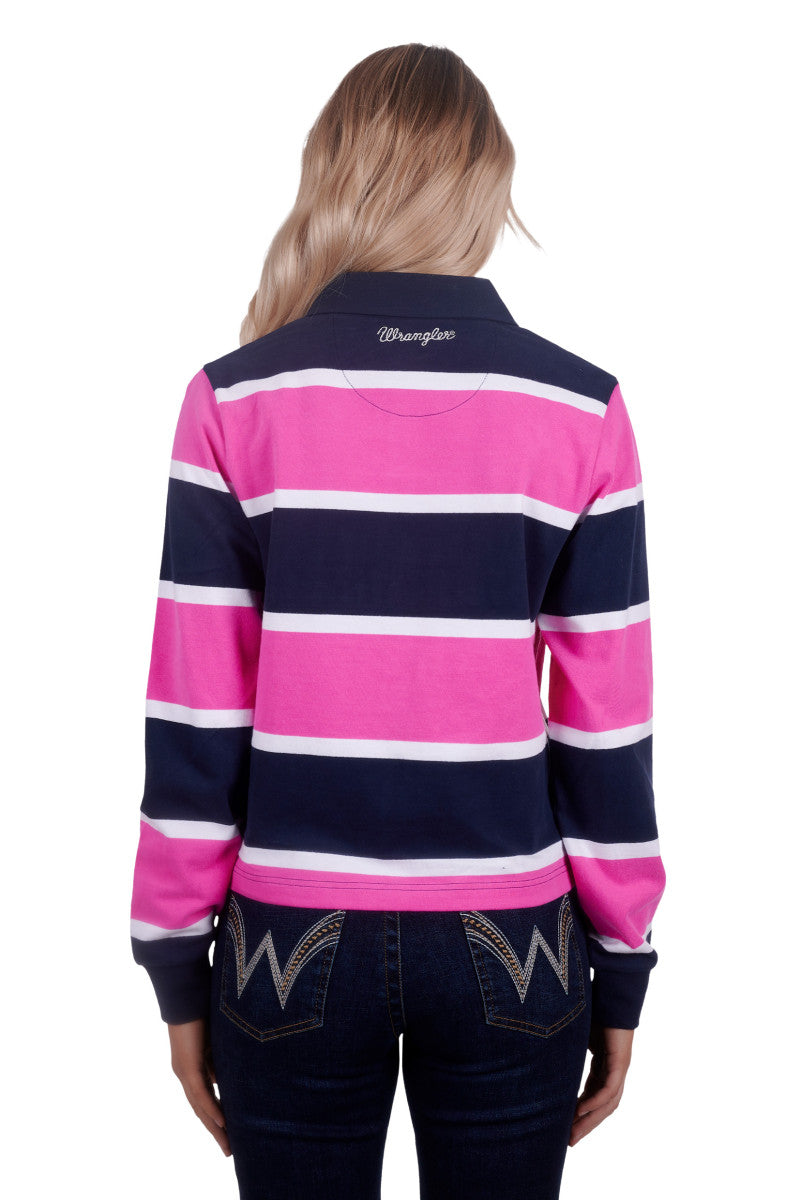 WRANGLER WOMENS HATTIE FASHION RUGBY (NAVY/PINK)